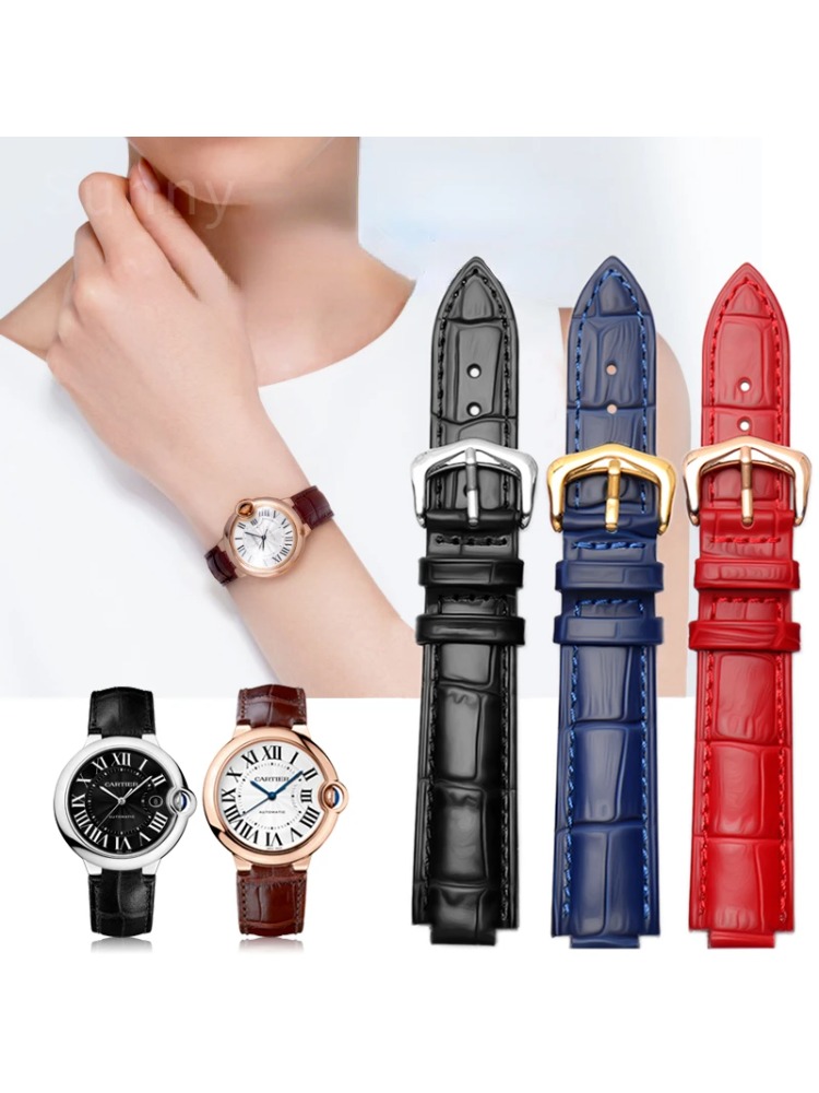 Cartier Watch Ballon Bleu - Pulseira de relógio de couro genuíno